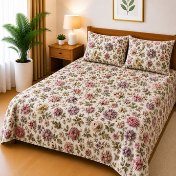 3D Printed Bedsheet with 2 Pillow Covers - (D-001)