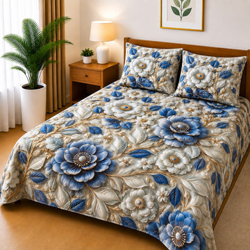 3D Printed Bedsheet with 2 Pillow Covers - (D-016)