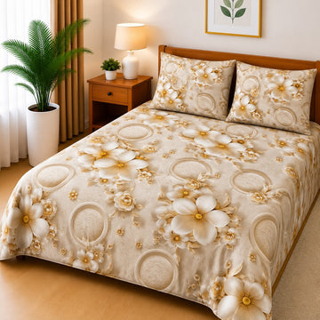 3D Printed Bedsheet with 2 Pillow Covers - (D-018)