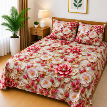 3D Printed Bedsheet with 2 Pillow Covers - (D-020)