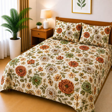 3D Printed Bedsheet with 2 Pillow Covers - (D-023)