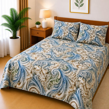 3D Printed Bedsheet with 2 Pillow Covers - (D-024)