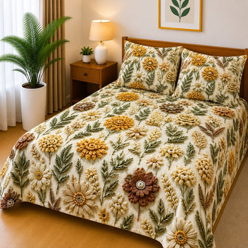 3D Printed Bedsheet with 2 Pillow Covers - (D-002)