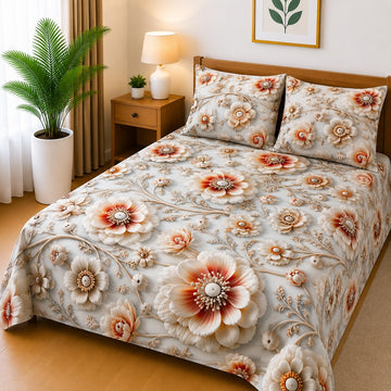 3D Printed Bedsheet with 2 Pillow Covers - (D-003)