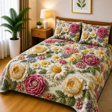 3D Printed Bedsheet with 2 Pillow Covers - (D-007)