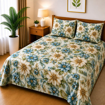 3D Printed Bedsheet with 2 Pillow Covers - (D-011)