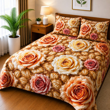 3D Printed Bedsheet with 2 Pillow Covers - (D-010)