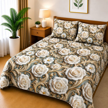 3D Printed Bedsheet with 2 Pillow Covers - (D-013)